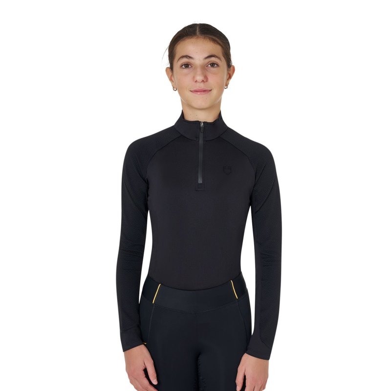 Equestro Base layer bambini unisex in tessuto tecnico - Nero