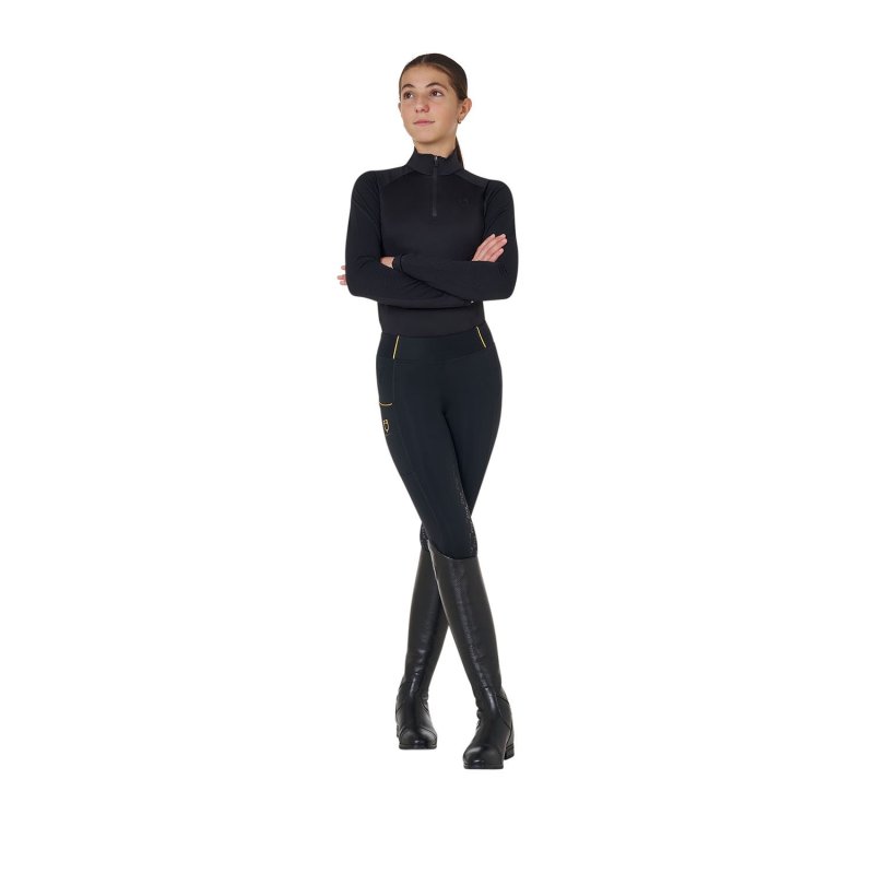 Equestro Base layer bambini unisex in tessuto tecnico - Nero