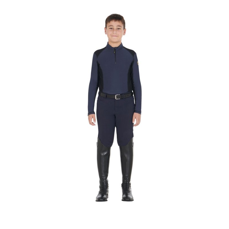 Equestro Base layer bambino da allenamento in tessuto tecnico - Blu navy