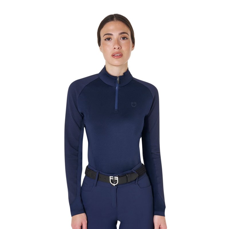 Equestro Base layer donna slim fit manica lunga - Blu navy