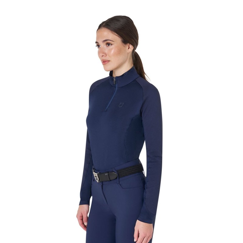 Equestro Base layer donna slim fit manica lunga - Blu navy