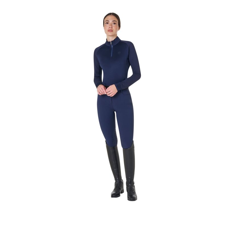 Equestro Base layer donna slim fit manica lunga - Blu navy