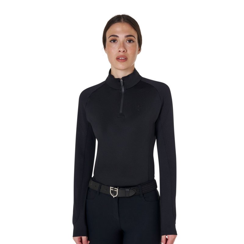 Equestro Base layer donna slim fit manica lunga - Nero