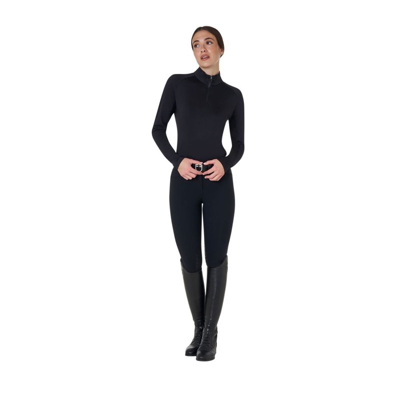 Equestro Base layer donna slim fit manica lunga - Nero