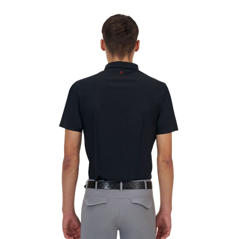 Equestro Polo allenamento uomo Ridertechnology 2.0 maniche corte e zip - Nero