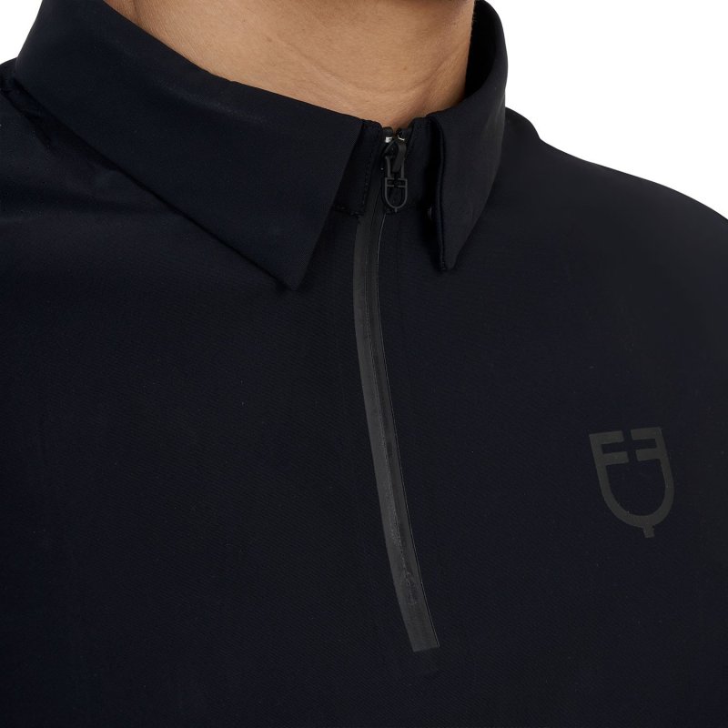 Equestro Polo allenamento uomo Ridertechnology 2.0 maniche corte e zip - Nero