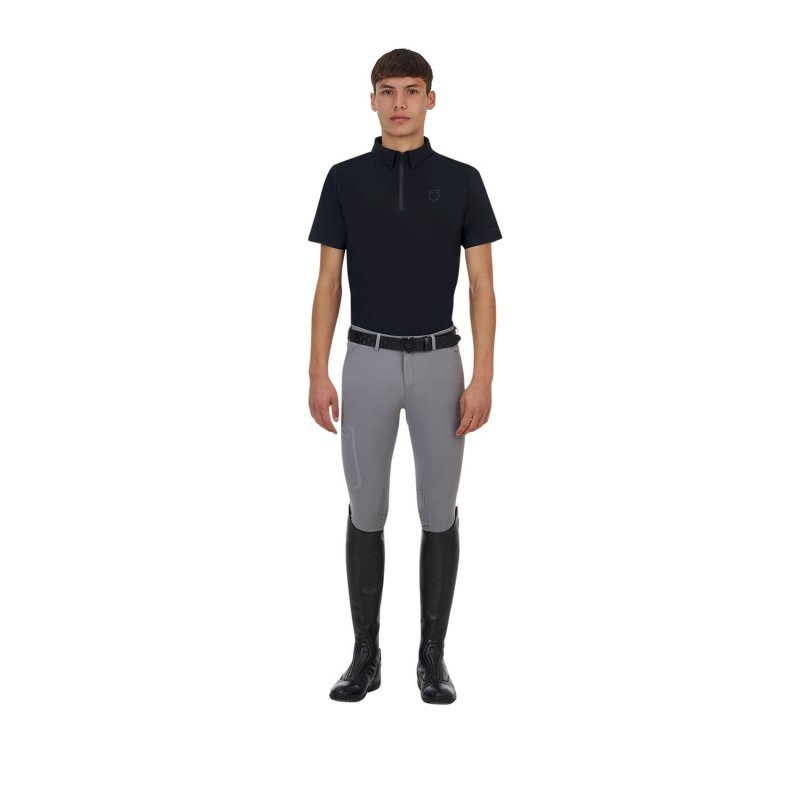 Equestro Polo allenamento uomo Ridertechnology 2.0 maniche corte e zip - Nero