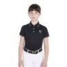 Equestro Polo bambini slim fit in tessuto tecnico antibatterico - Nero