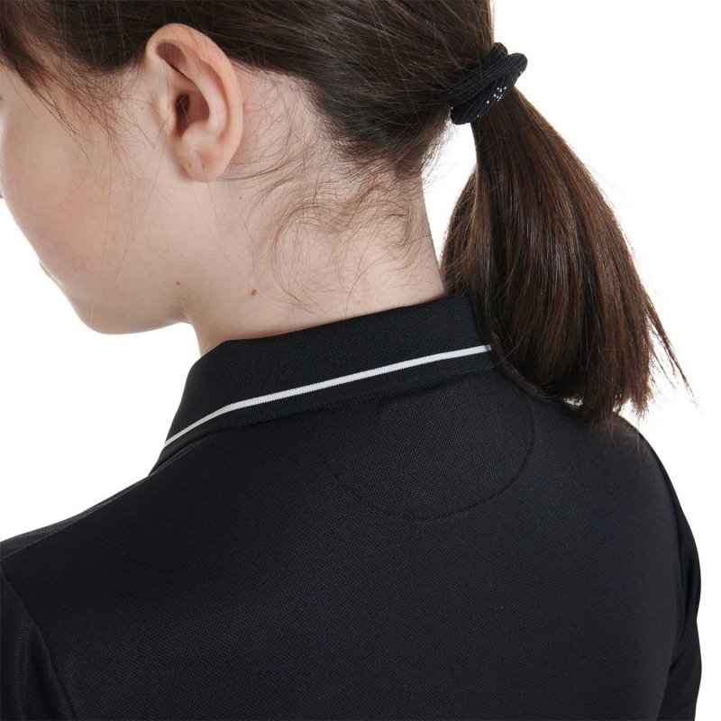 Equestro Polo bambini slim fit in tessuto tecnico antibatterico - Nero