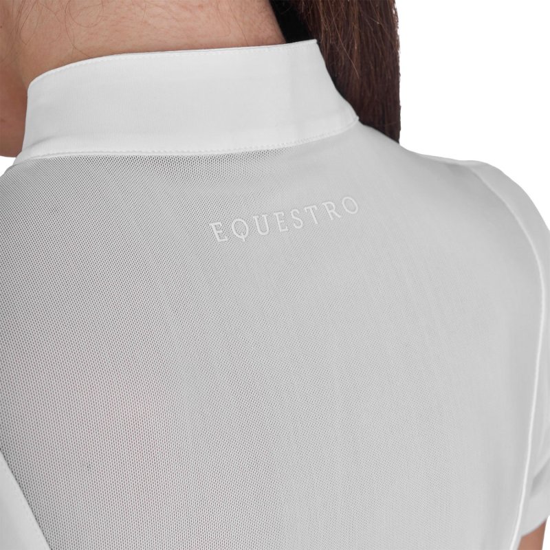 Equestro Polo donna da allenamento in mesh - Bianco