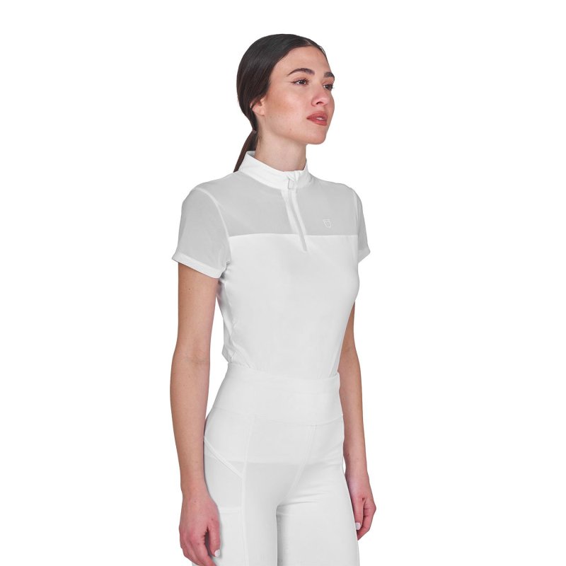 Equestro Polo donna da allenamento in mesh - Bianco