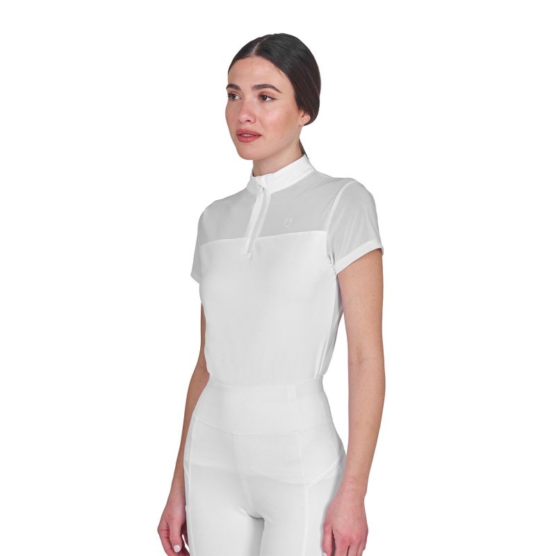 Equestro Polo donna da allenamento in mesh - Bianco
