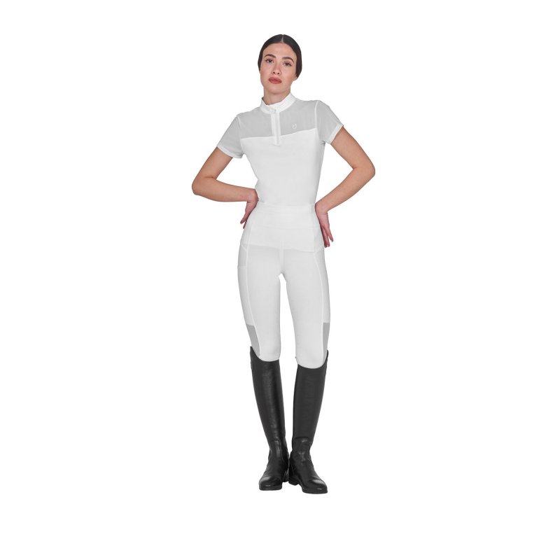 Equestro Polo donna da allenamento in mesh - Bianco