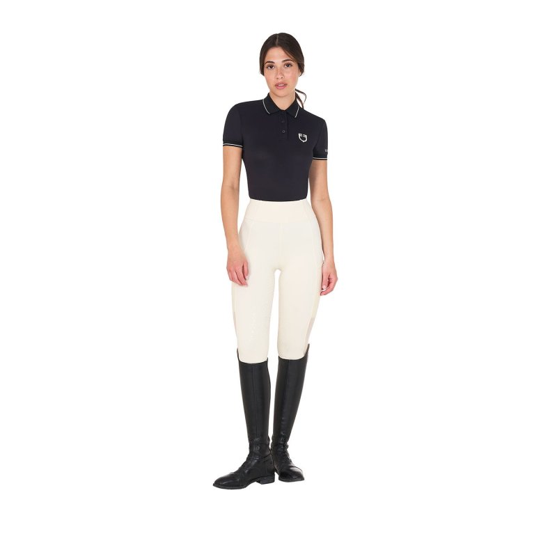 Equestro Polo donna slim fit in tessuto traspirante - Nero
