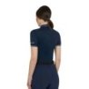 Equestro Polo donna slim fit in tessuto traspirante - Blu navy