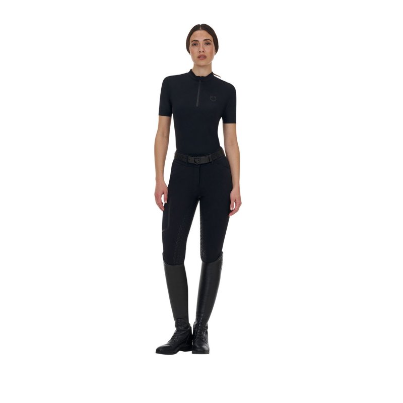 Equestro Polo training donna Ridertechnology 2.0 manica corta e zip - Nero