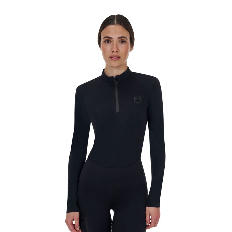 Equestro Polo training donna Ridertechnology 2.0 manica lunga e zip - Nero