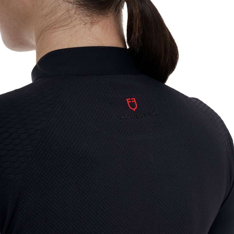 Equestro Polo training donna Ridertechnology 2.0 manica lunga e zip - Nero
