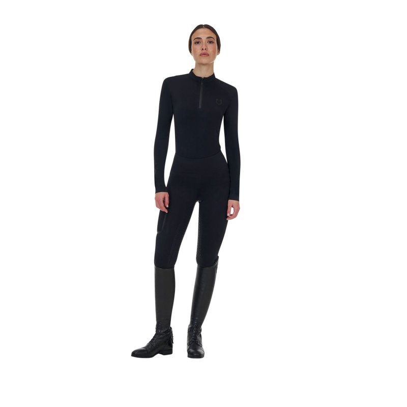 Equestro Polo training donna Ridertechnology 2.0 manica lunga e zip - Nero