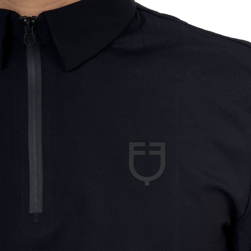 Equestro Polo training uomo Ridertechnology 2.0 manica lunga e zip - Nero
