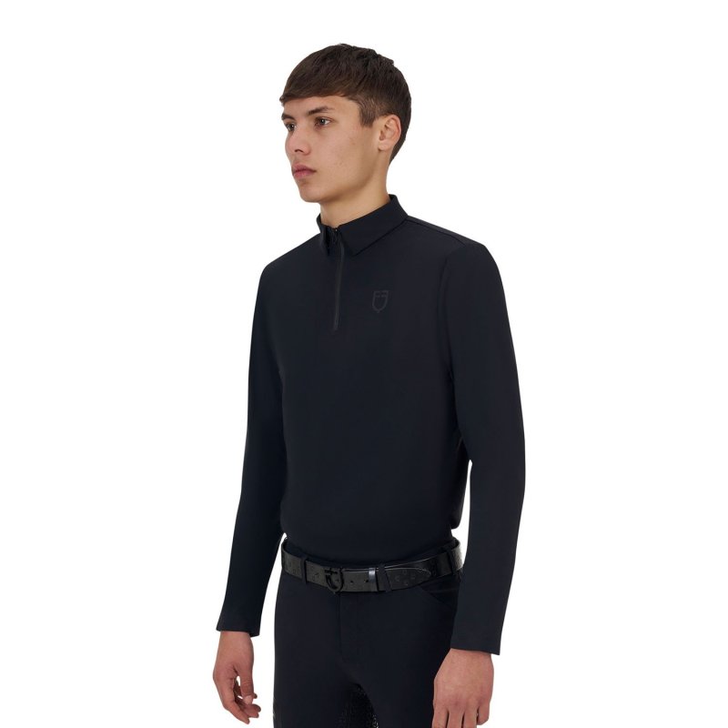 Equestro Polo training uomo Ridertechnology 2.0 manica lunga e zip - Nero
