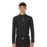 Equestro Polo uomo da allenamento slim fit manica lunga - Nero