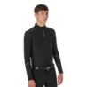 Equestro Polo uomo da allenamento slim fit manica lunga - Nero
