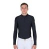 Equestro Polo uomo slim fit da allenamento a manica lunga - Nero