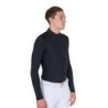 Equestro Polo uomo slim fit da allenamento a manica lunga - Nero