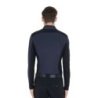 Equestro Polo uomo slim fit da allenamento a manica lunga - Blu navy