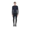 Equestro Polo uomo slim fit da allenamento a manica lunga - Blu navy
