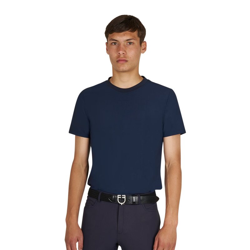 Equestro T-shirt allenamento uomo in tessuto tecnico con microfori - Blu navy