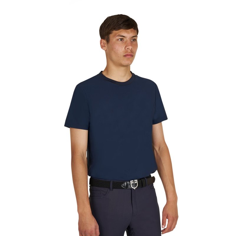 Equestro T-shirt allenamento uomo in tessuto tecnico con microfori - Blu navy