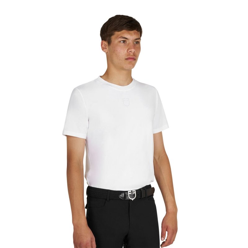 Equestro T-shirt allenamento uomo in tessuto tecnico con microfori - Bianco