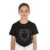 Equestro T-shirt bambina slim fit logo glitter rosa - Nero