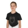 Equestro T-shirt bambina slim fit logo glitter rosa - Nero