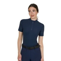 Equestro T-shirt donna da allenamento in tessuto tecnico con microfori - Blu navy