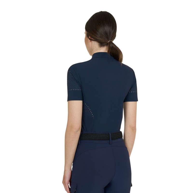Equestro T-shirt donna da allenamento in tessuto tecnico con microfori - Blu navy