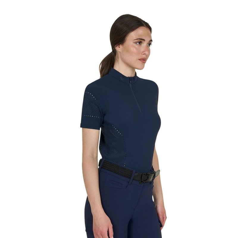 Equestro T-shirt donna da allenamento in tessuto tecnico con microfori - Blu navy