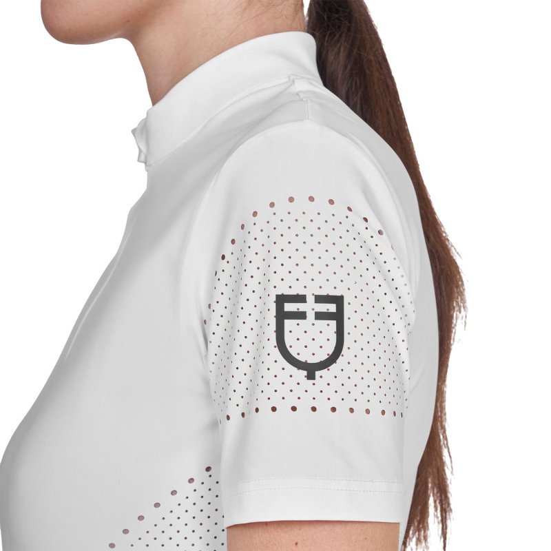 Equestro T-shirt donna da allenamento in tessuto tecnico con microfori - Bianco