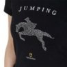 Equestro T-shirt donna slim fit disegno salto con strass - Nero