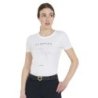 Equestro T-shirt donna slim fit disegno salto con strass - Bianco
