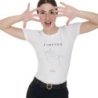 Equestro T-shirt donna slim fit disegno salto con strass - Bianco