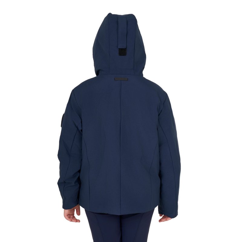 Equestro Giacca da bambino unisex impermeabile e antivento in nylon - Blu navy