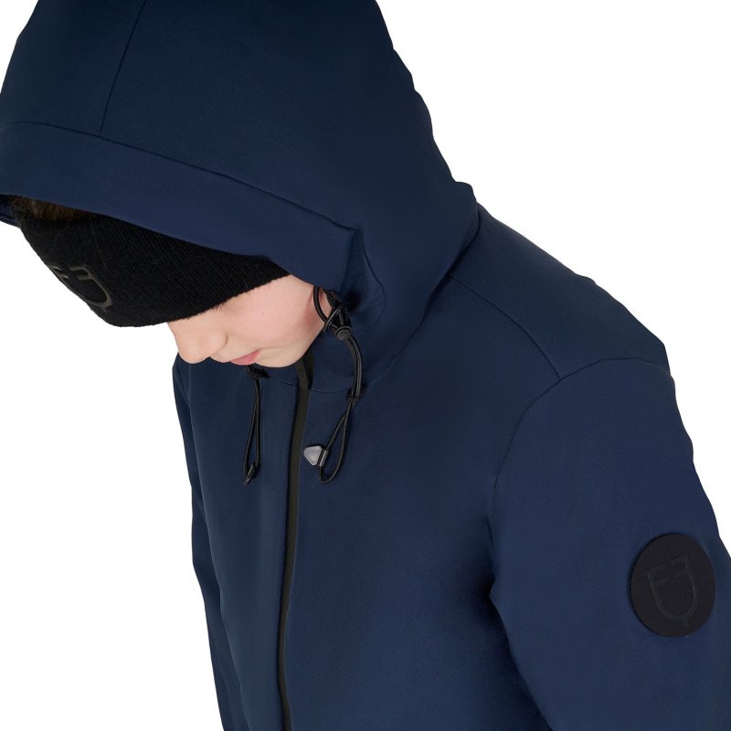 Equestro Giacca da bambino unisex impermeabile e antivento in nylon - Blu navy
