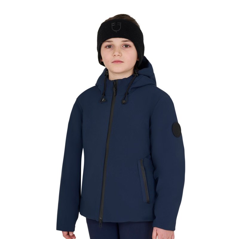 Equestro Giacca da bambino unisex impermeabile e antivento in nylon - Blu navy