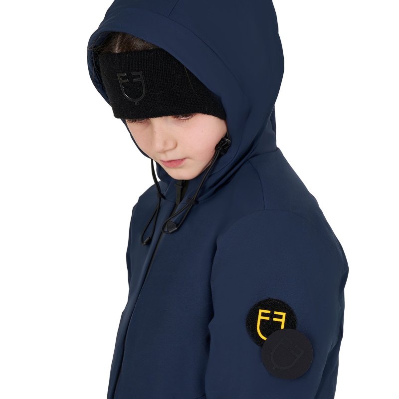 Equestro Giacca da bambino unisex impermeabile e antivento in nylon - Blu navy