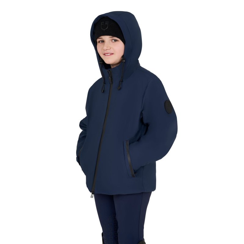 Equestro Giacca da bambino unisex impermeabile e antivento in nylon - Blu navy