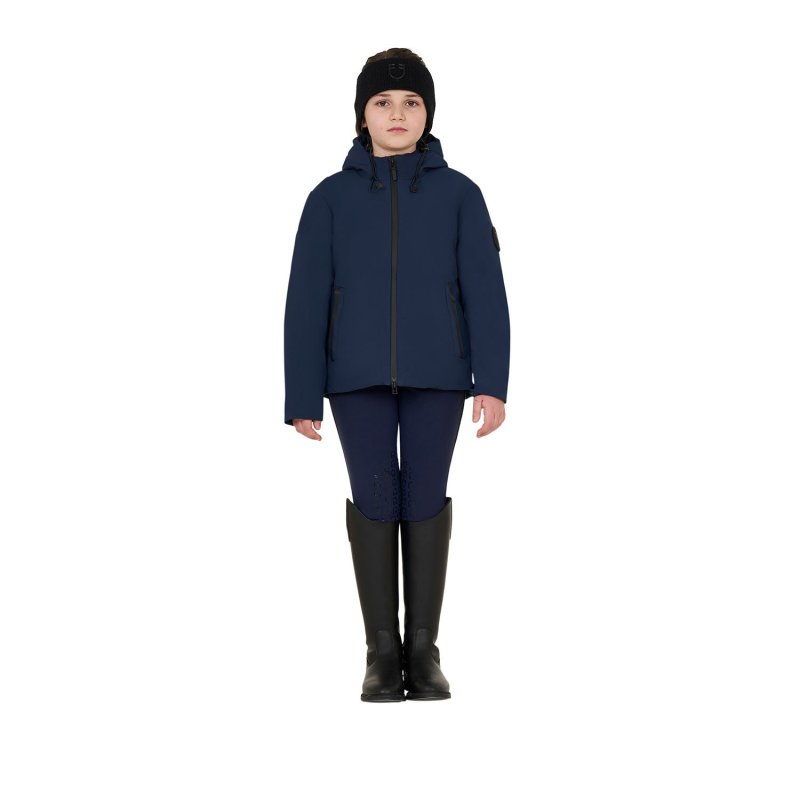Equestro Giacca da bambino unisex impermeabile e antivento in nylon - Blu navy