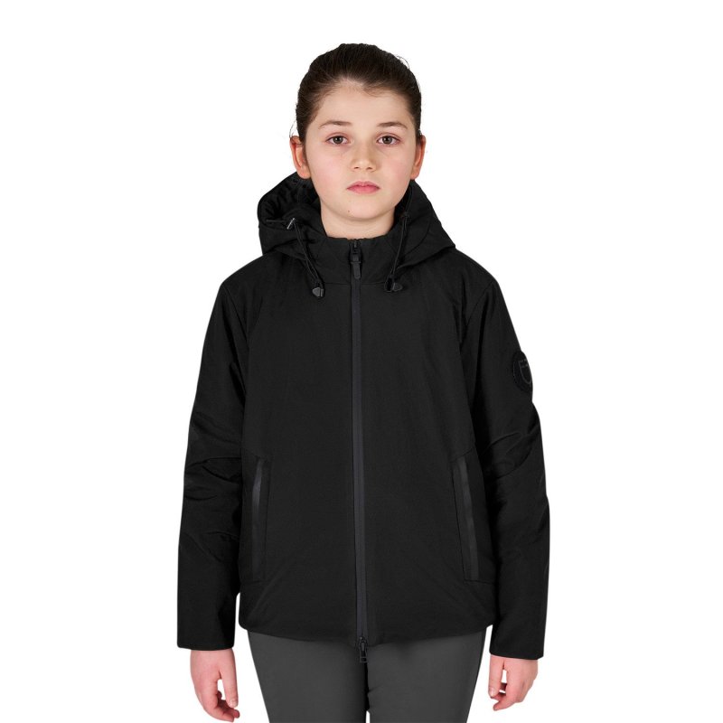 Equestro Giacca da bambino unisex impermeabile e antivento in nylon - Nero